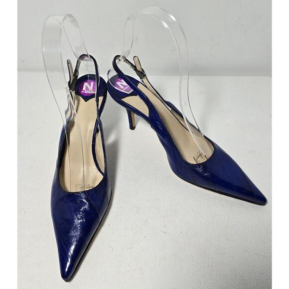 Faconnable Women’s Slingback Royal Blue Heeled Shoes Sz 6 N Made in Italy - Picture 1 of 9